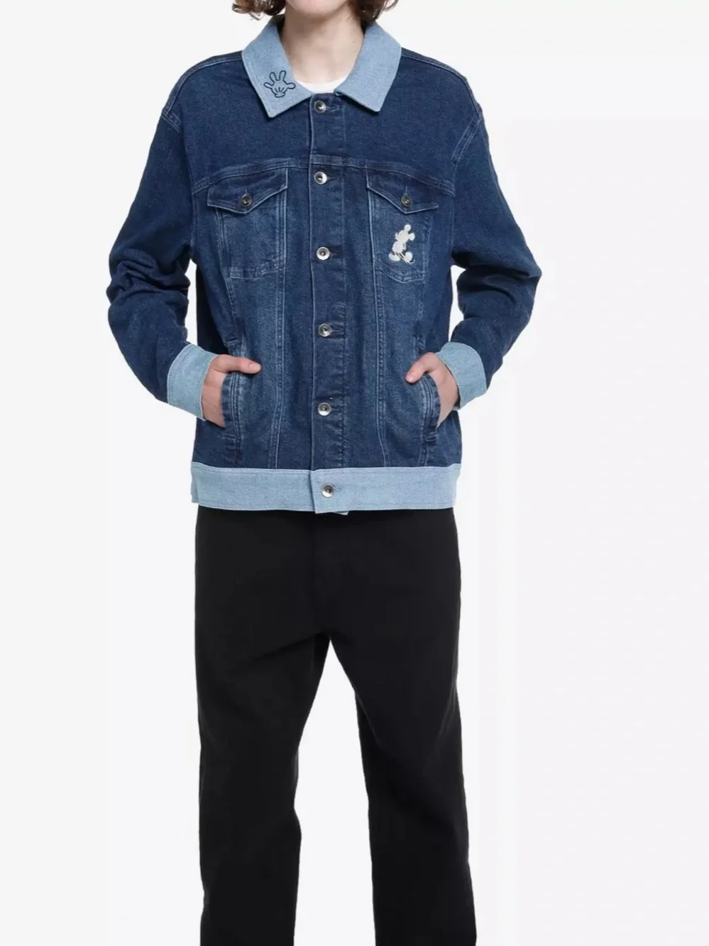 Her Universe Denim Jacket in Blue with Black & White Mickey Graphic - Picture 5 of 6